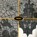 Halloween Lace Tablecloth – Rectangular Haunted House & Pumpkin Design-4