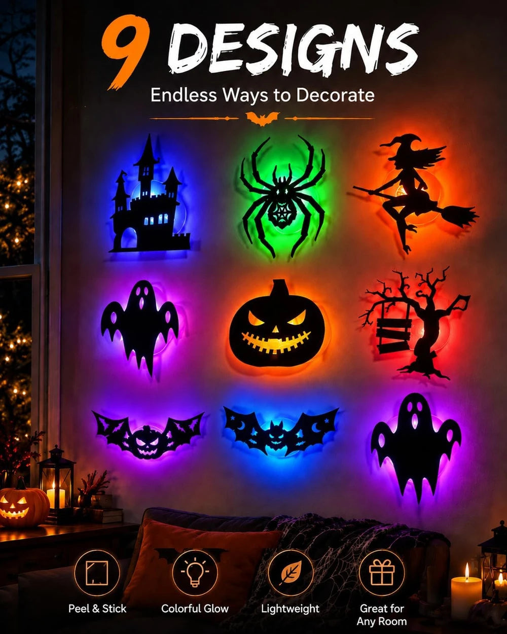 Halloween LED Wall Decor Lights (24 pcs)