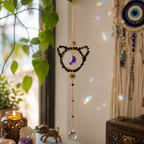 Black Cat & Crystal Moon Suncatcher Wall Hanging-3