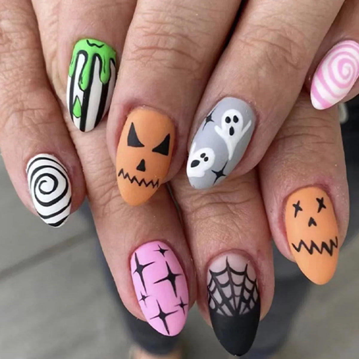 Halloween Ghost & Cat Press-On Nails-8