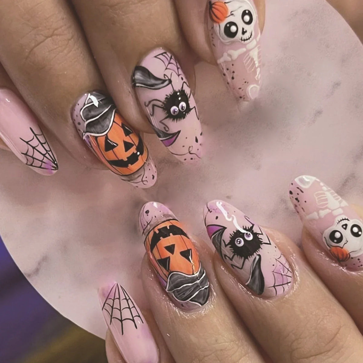 Halloween Ghost & Cat Press-On Nails-9