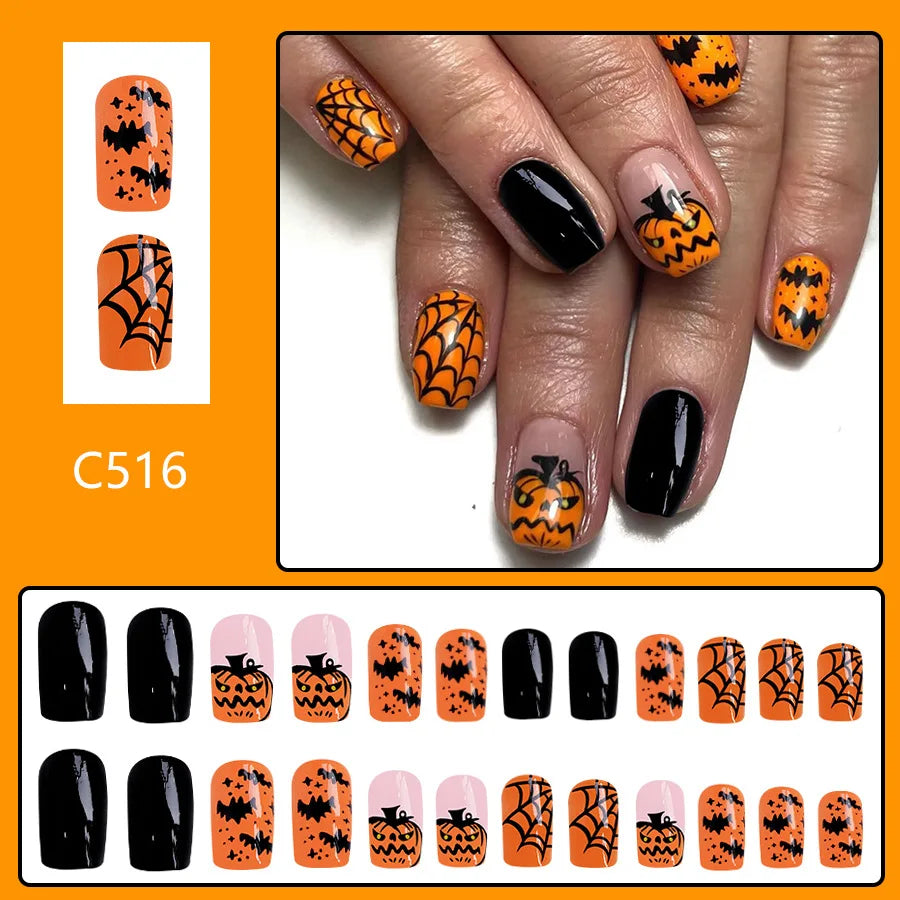 Halloween Pumpkin Press-On Nails-3