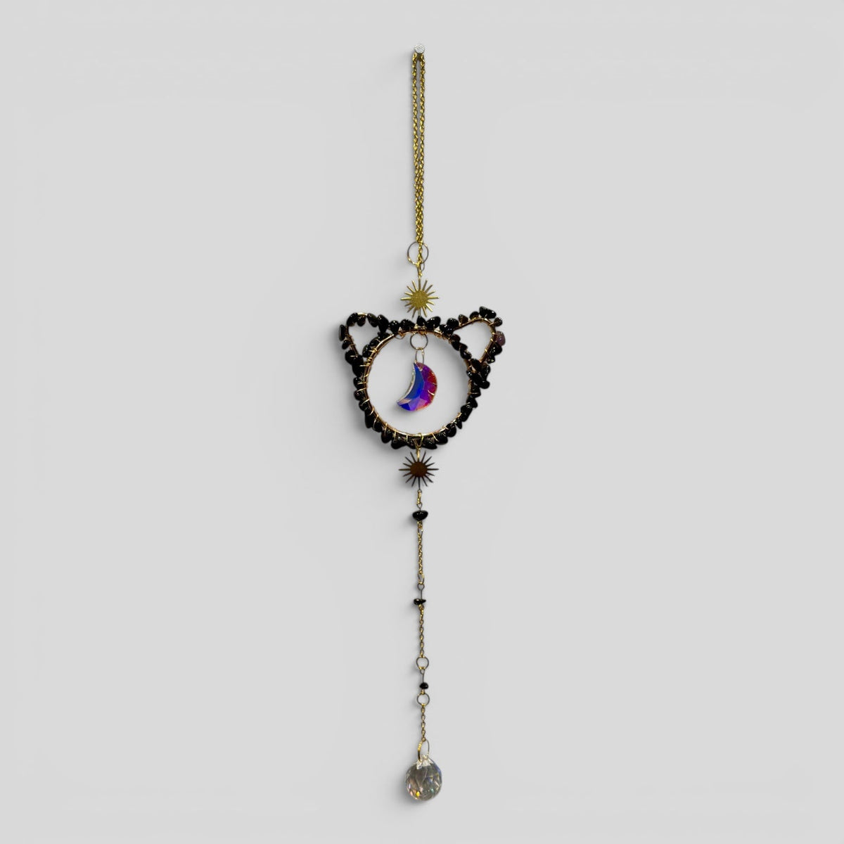 Black Cat & Crystal Moon Suncatcher Wall Hanging-0