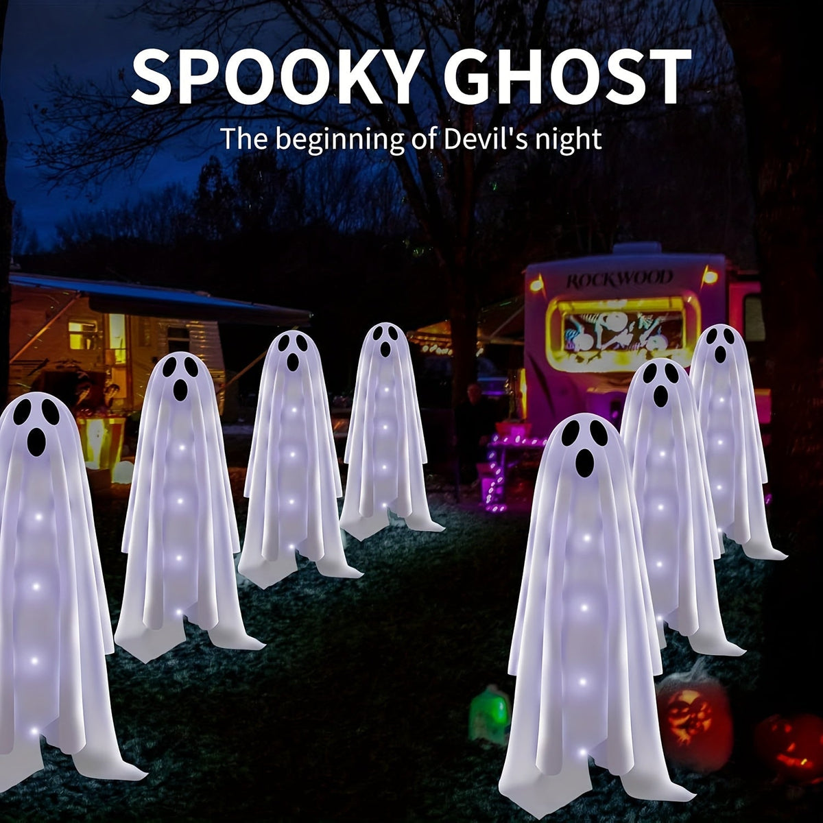 Halloween Garden Lights Solar Ghost LED Decor Set-2