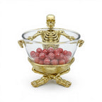 Skeleton Bowl with Glass Insert – Gothic Decorative Dish | Gold, Silver or Antique Finish | Halloween Candy Bowl & Home Decor